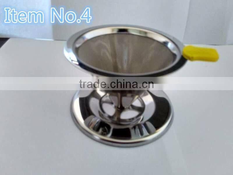 Stainless Steel Cone Coffee Filter maker dripper with stand for 2-4 cups
