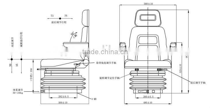China Factory Supply Loader Seat Rotated Car Driver Seat With Machinery Suspension TY-A15