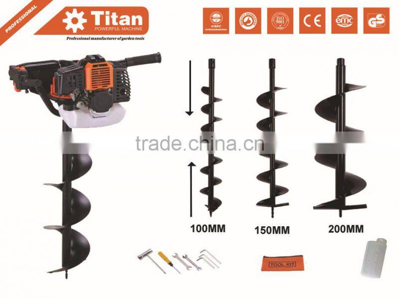 EARTH AUGER 52CC 3HP, MANUAL EARTH AUGER, EARTH AUGER DRILL BITS, 2 STROKE HOLE BORER DRILLER + 3 BITS 100 150 200 MM!