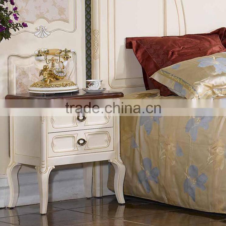 Luxury Spanish style wooden white bedroom nightstand