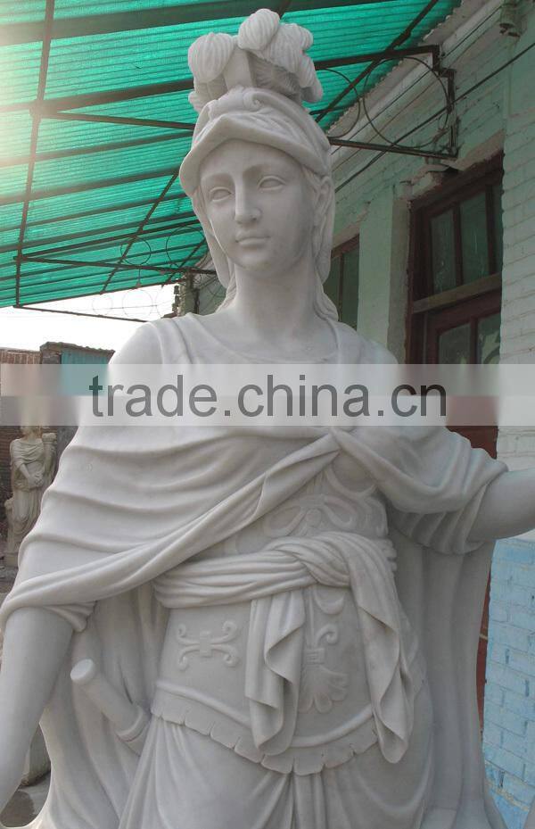 Hand Carved Life-size White Marble Knight Statue