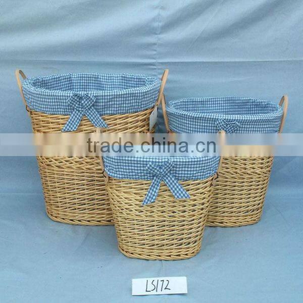 White Wicker Basket Set with Pink Liners, white wicker basket with pink liner