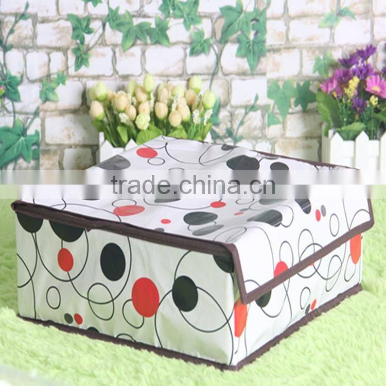 N488 Good Quality Rectangle Non Woven Coated Water Proof Foldable Storage Box Polka Dot Bin