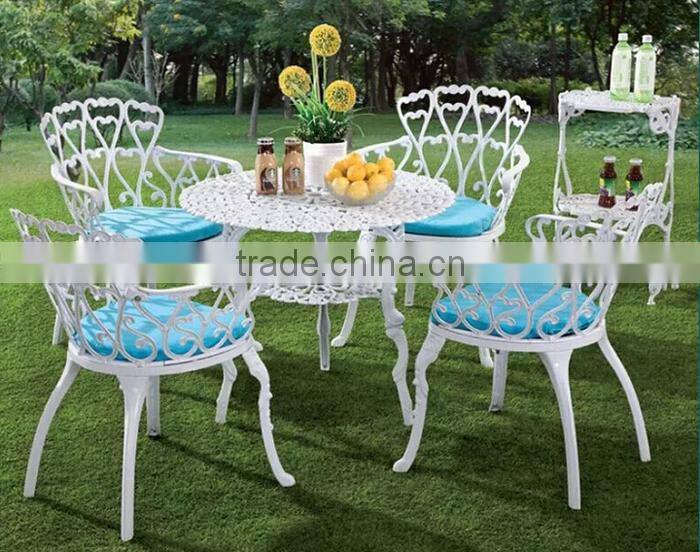 White outdoor furniture kids table and chair set cast aluminum patio sets