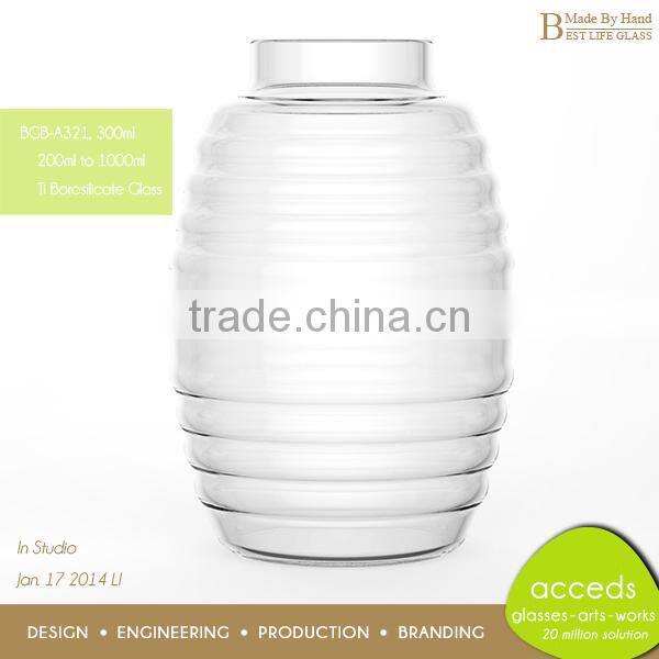 Hand Blown Ti-Borosilicate Glass Honey Bee Storage Jar