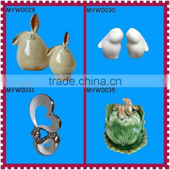 Pretty easter ceramic rabbit and cabbage