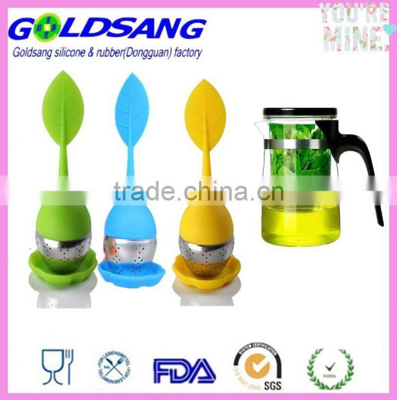 Loose Tea leaf shape Infuser Strainer with Drip Tray