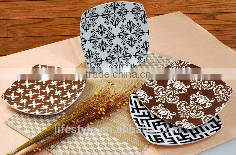 Square Shape Porcelain Plate,Ceramic Plates Wih Decal