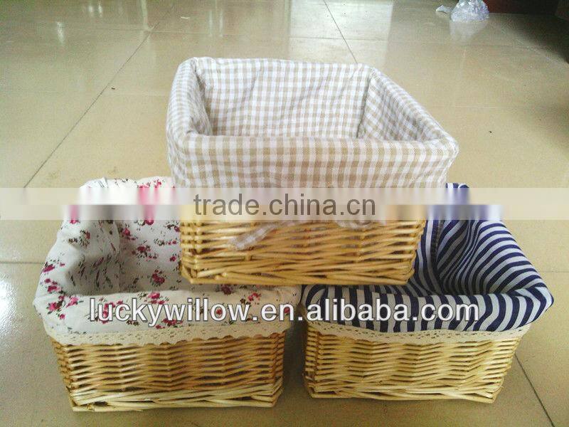 pure manual rect wicker basket with fabric