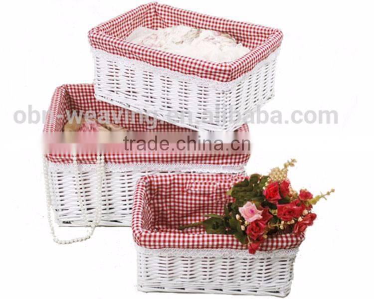 Customized cheap fancy woven white wicker basket for wedding decoration