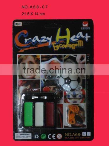 certificate approved fans safe multi-color round face paint with brush, customized football fans safety face paint with brush