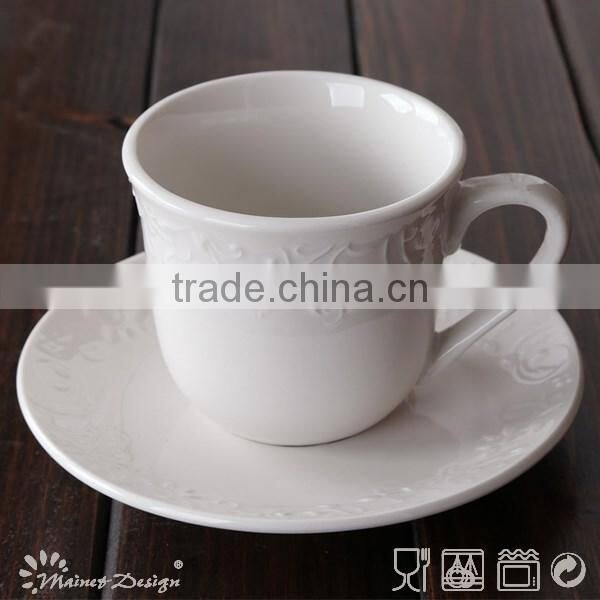 Classical white porcelain hotel usage coffee cup & saucers
