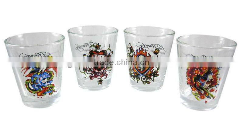 Painted shot glass cup set of 4