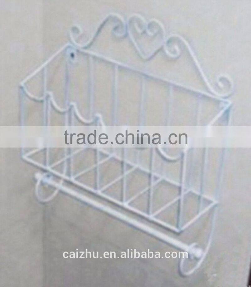 Iron Art Black and White Magazine Rack with Tissue Holder