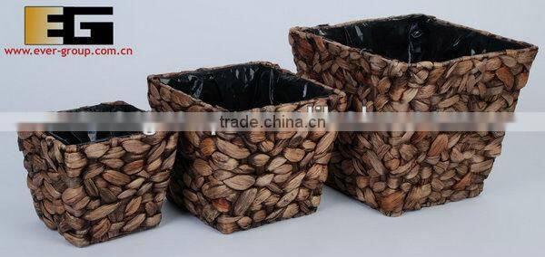 square shape dark brown water hyacinth flower planters/pots
