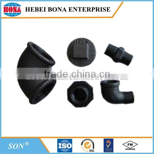 Black BS standard malleable cast iron pipe fittings with superior quality