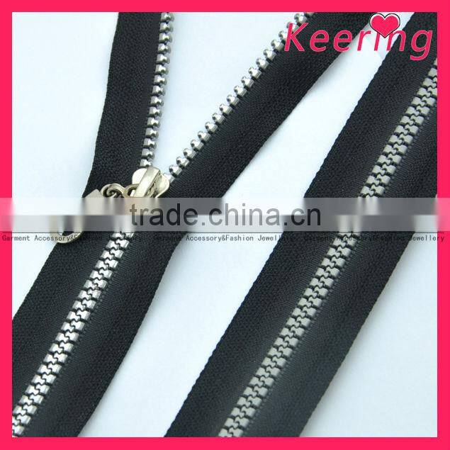 custom size Black Metal Zipper Silver teeth WZP-050