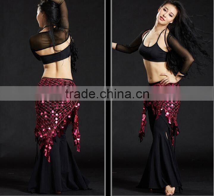 Tribal triangle crochet sequin hip shawl triangle belly dance hip scarf