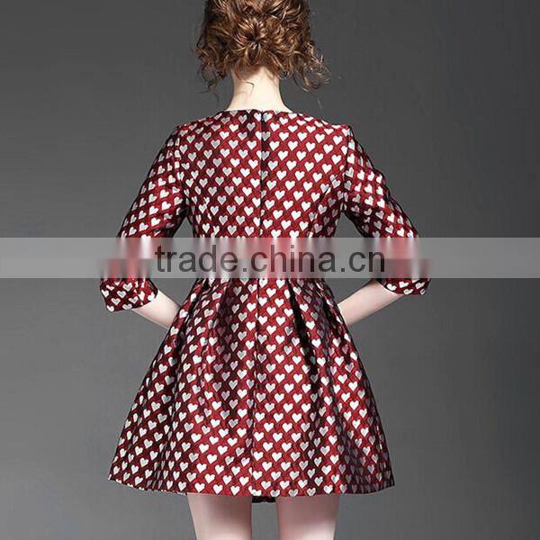 Ladies Fashion European Style Half Sleeve Fit and Flare Short Autumn Dress