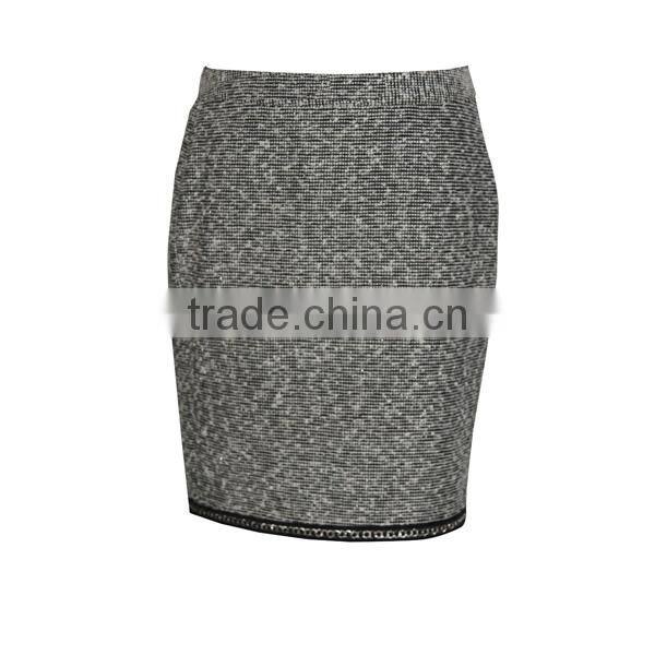 Ladies Latest Design Grey Yarn Tye Polyester Spandex Skirts