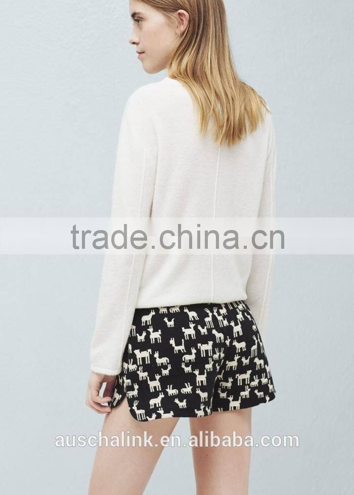 2016 Hot Sale Women Side Slit Cotton Jacquard Shorts Whoelsale