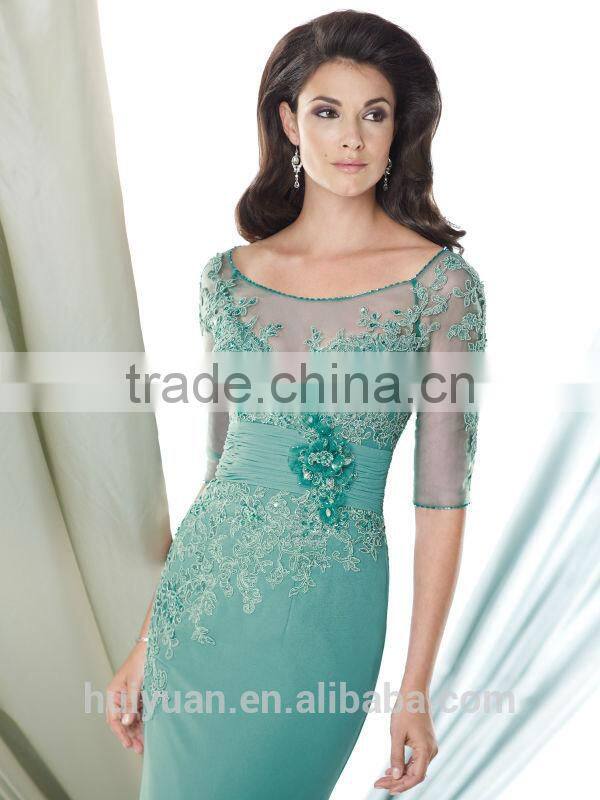 2014 fancy costume chiffon lace mature women sexy night dress