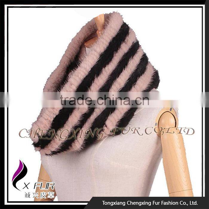 CX-S-170C 2017 Winter Fashion Accessories Knitted Snood Scarf Mink Fur Scarf