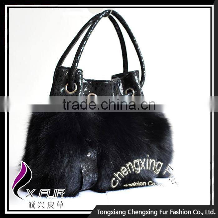 CX-H-27B Best Selling Women Fox Fur Hand Bag Handbag