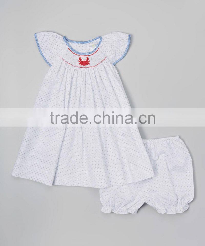 smocked boutique children clothing wholesale spring summer girls dress short pants clothes sets