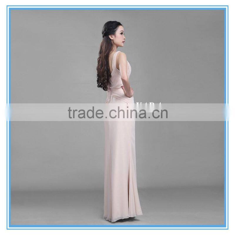 Wholesale Deep V Chiffon Modern Handmade Pleated Long Evening Dress