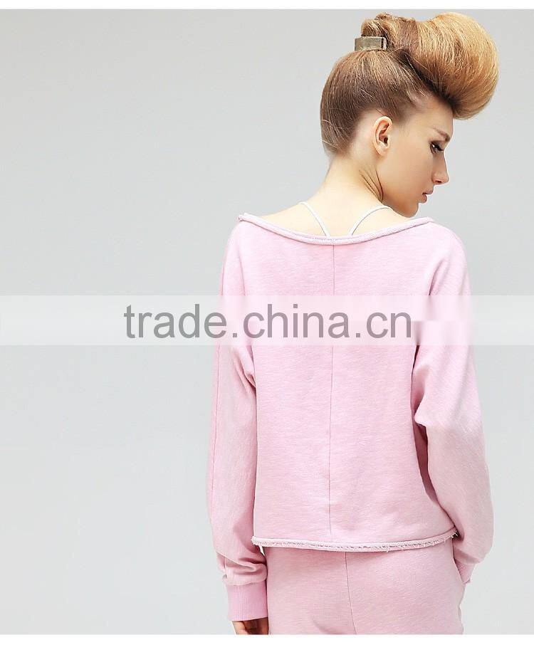 2016 fashion spring sets thin fleece/new sport loose bomber pull over fleece/big collar pink rose fleece