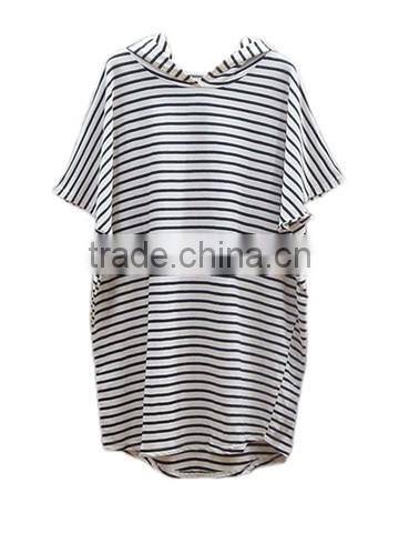 Oversize Hooded Striped T Shirt Wholesale Women OEM service