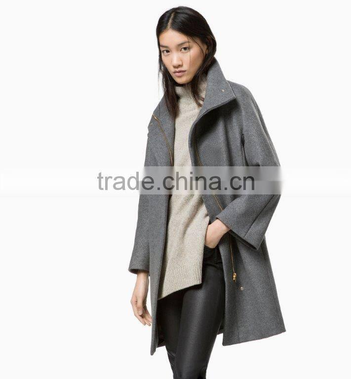 grey color stylish design lady coat