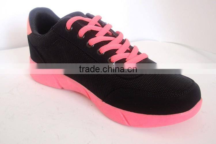 2017 black mesh upper PU pink outsole shoes women sport