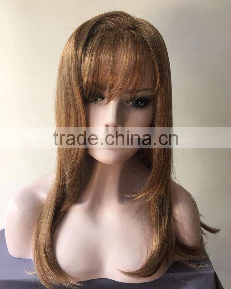 Natural Blonde Kinky Straight Wig Yaki Straight Brazilian Virgin Wigs Synthetic Hair Sexy Women Wig