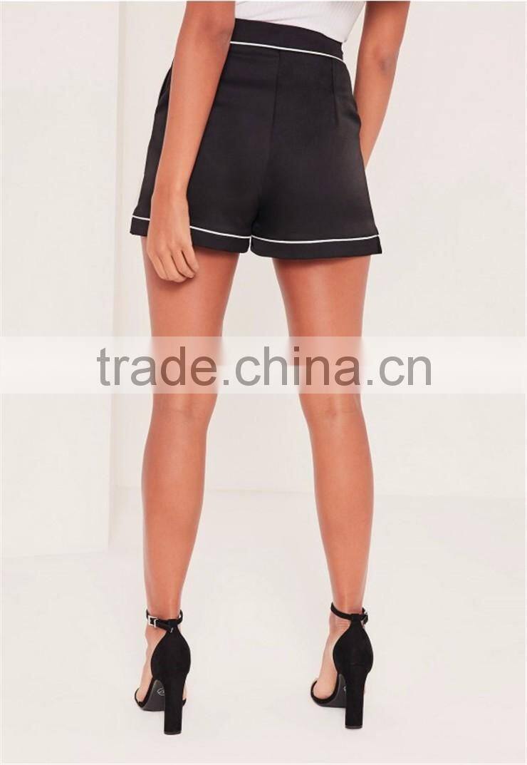 Custom Satin Boxer Shorts Women Plain Black Satin Highwaisted Shorts Wholesale