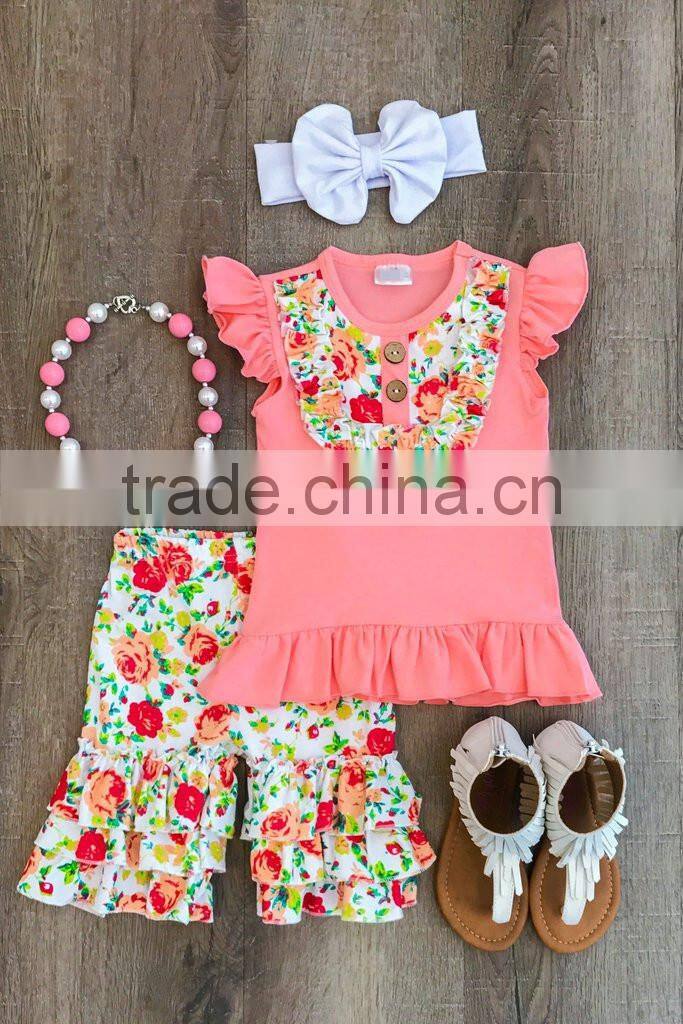 Girls Outfit 2 Pieces Boutique Clothing Set Kids Printed Cotton Baby Shorts Set