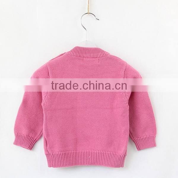 Girls 100% cotton jacquard pullover sweater hand made bowknot