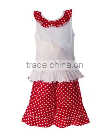 Little Girls Easter Ruffled Cute 2pcs Top Matching polka dot Bunny Top Capris Pants Boutique Cotton Summer Outfit Clothing Sets