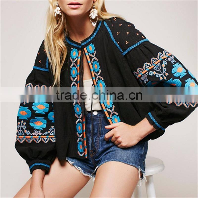 2017 OEM ladies embroidered vintage swingy home coat