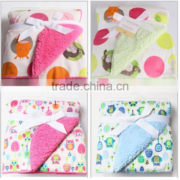 Different fabric double side fleeces baby blanket