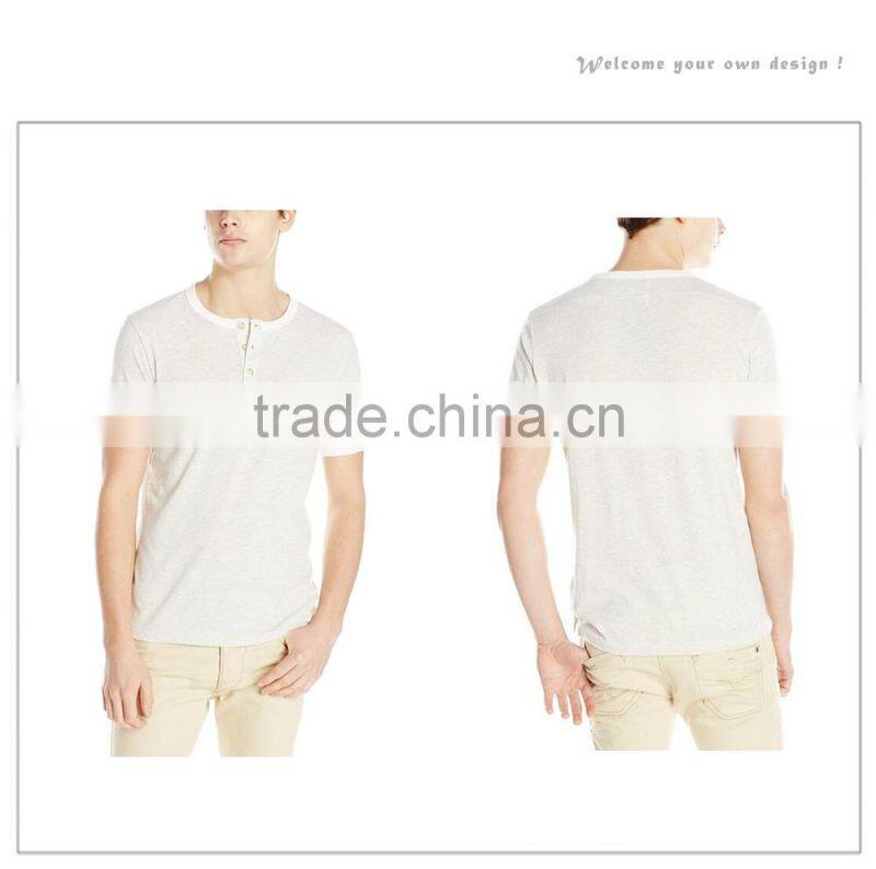 Wholesale Mens Rolled Hem Cotton Mens Blank Dry Fit Henley T-shirts