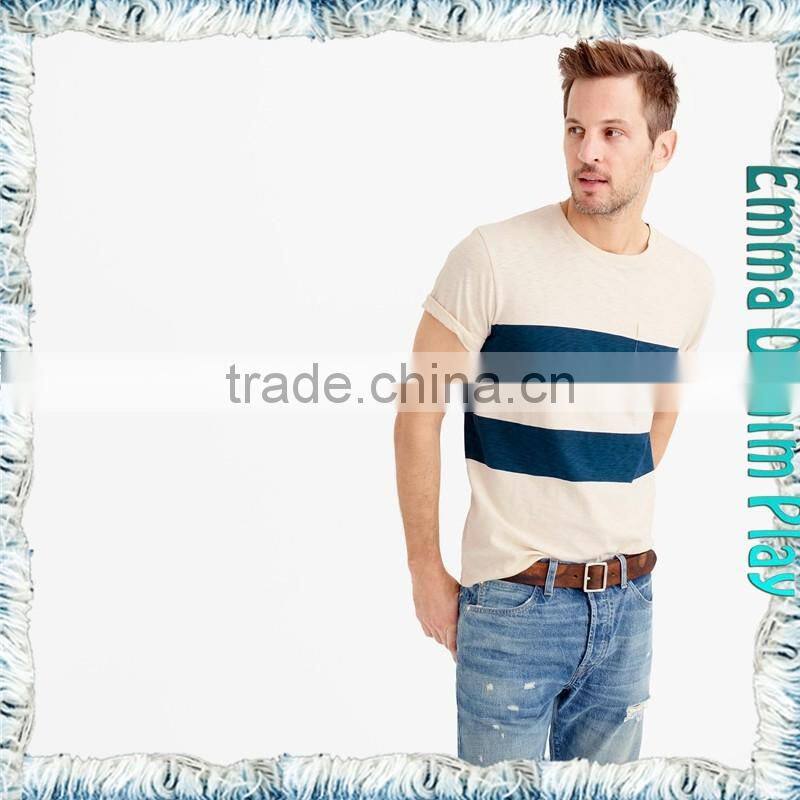 2017 Man's High Quality Customized Design Wide Stripe Style O Neck T Shirts