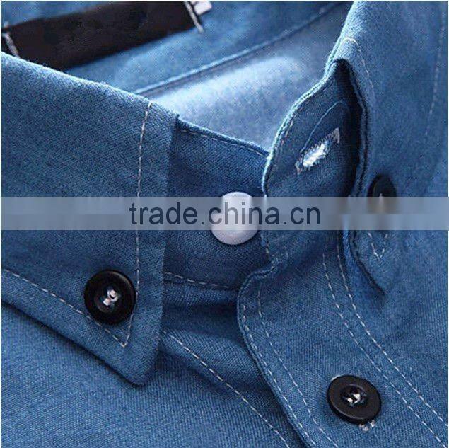 European American style Light blue 100% Organic cotton Denim Retro Cowboy shirt for men with S,M,L,XL,XXL