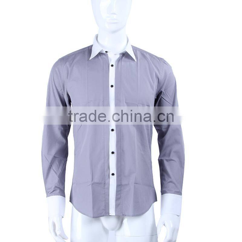 slim fit contrast color casual custom long sleeve men shirt