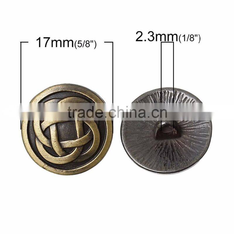 Custom Round Antique Bronze Chinese Knot Pattern Carved Sewing Metal Buttons