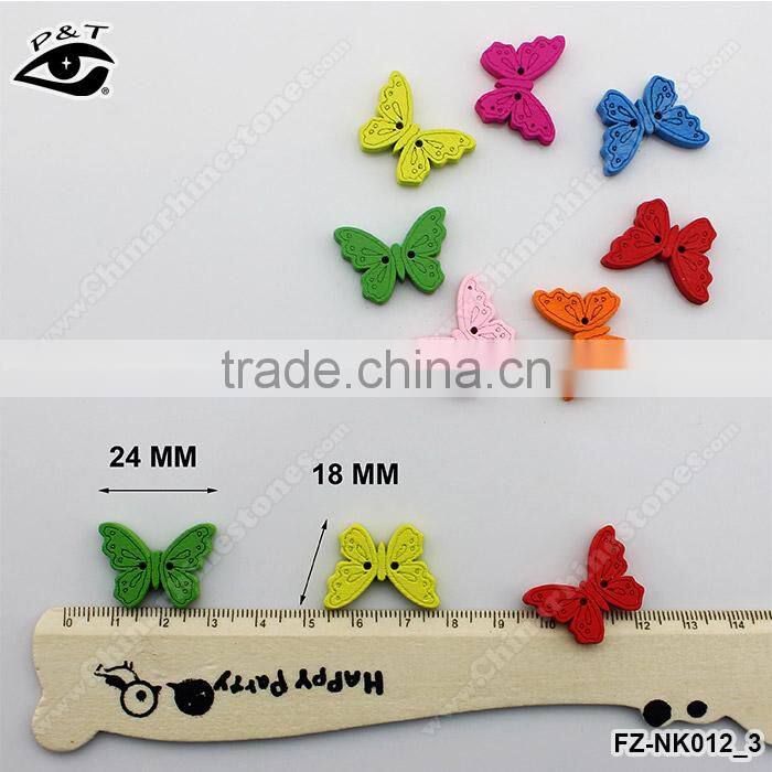18x24mm butterfly shaped wood buttons colorful buttons for clothing craft diy decoration