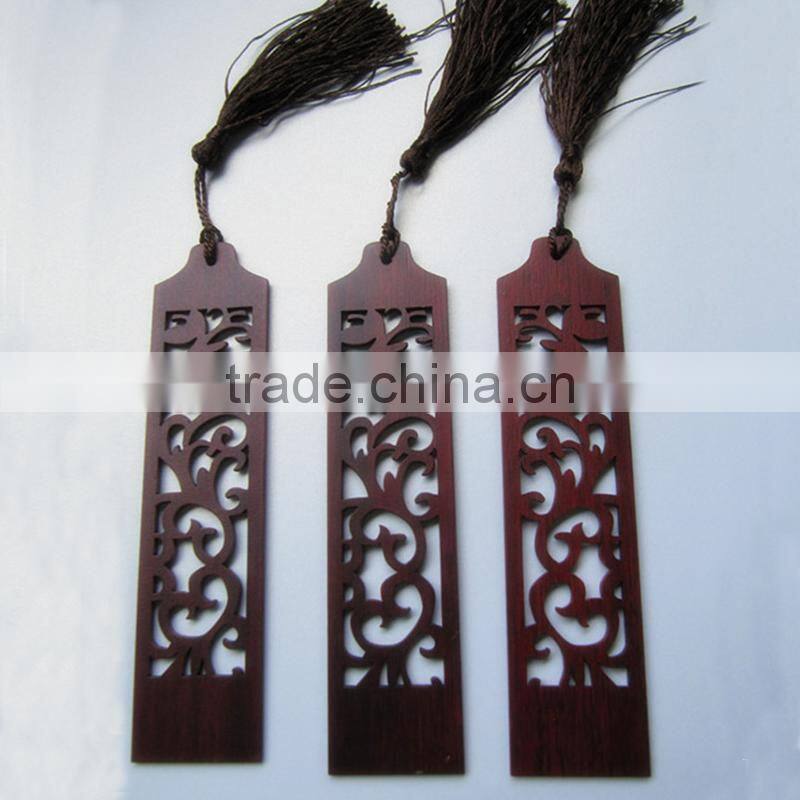 Chinoiserie Craft Flower Through Carved Wooden Bookmark