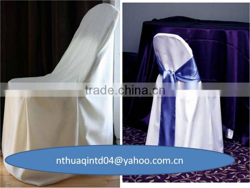 Polyester folding chair cover with organza sash square top polyester chair cover