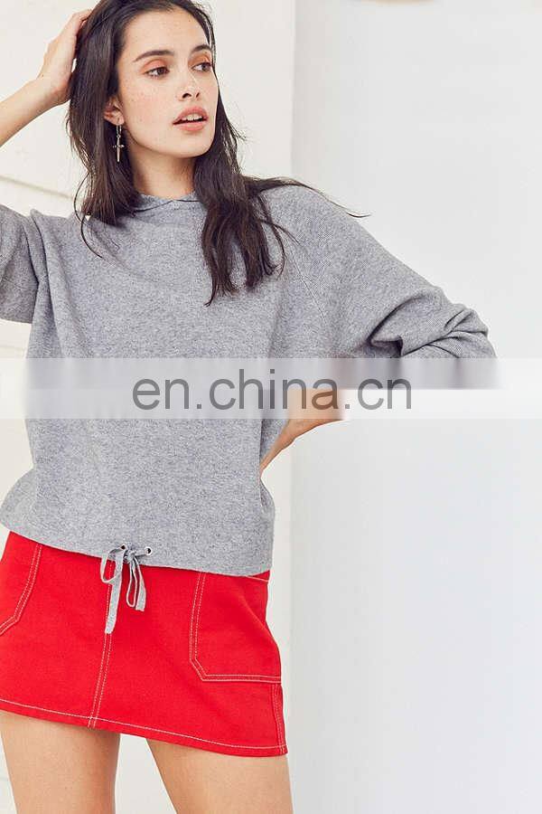 Soft Cotton Oversized Hood Raglan Style Long Sleeves Women Double-knit Hoodie